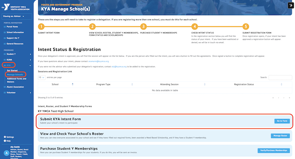 Screenshot of How to Access KYA Intent Submission Form
